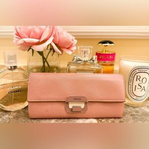 Prada Saffiano Leather Blush Pink Women's Continental Wallet with COA